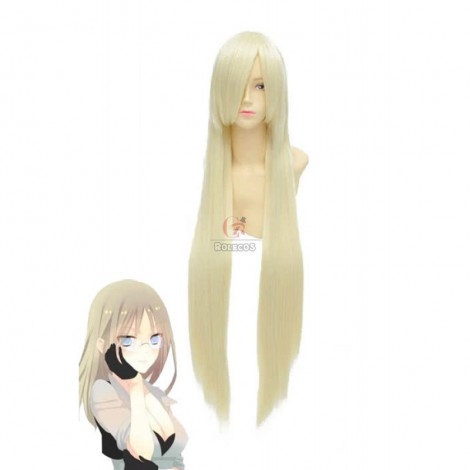 100cm Long Inu x Boku SS Yukinokouji Nobara Cosplay Wig Pale Golden Staright Wigs