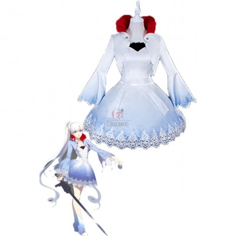 Weiss Schnee Lovely White and Blue Anime Cosplay Costumes