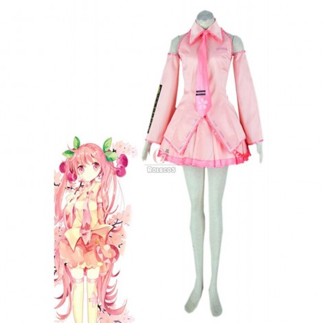 Vocaloid Sakura Hatsune Miku Pink Cosplay Costumes