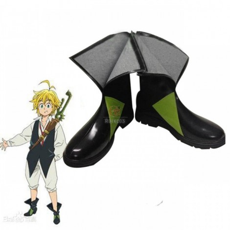 The Seven Deadly Sins Meliodas Black Anime Cosplay Boots