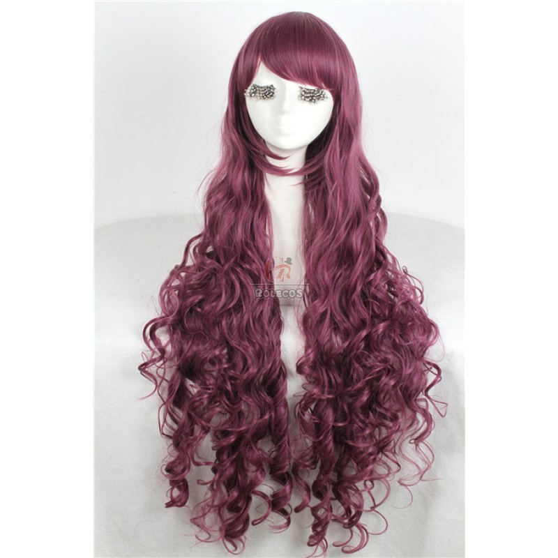 90cm wine red Curly ...