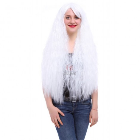 80cm Long Rhapsody White cosplay wig Curly Wave Anime Hair for women