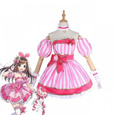 Youtuber Kizuna AI Woman Pink Dress Cosplay Costume