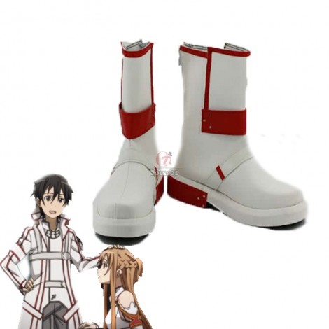 Sword Art Online Kirito Cosplay Shoes White and Red Shoes