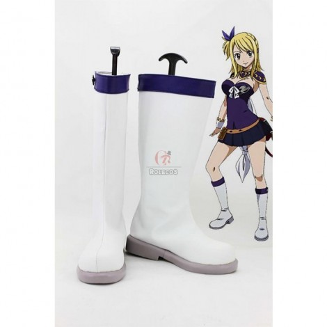 Fairy Tail Anime Lucy Heartfilia Cosplay Shoes White Boots