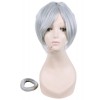 120cm Grey Fade Blue White Trailer Cos Wig With Ponytail