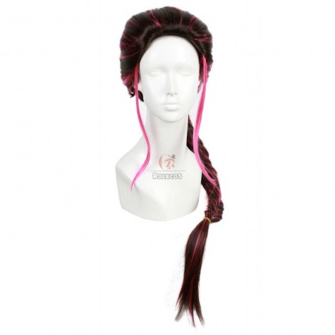 90cm long cosplay wig Mix Black&Cherry red ponytail X-Men movie anime hair