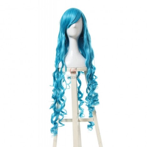 100cm Long Fashion Blue Wavy Cosplay Wigs Women Hair