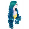 80cm Long Cosplay Wig of Mixed Teal Green and Blue Wavy Sweet Hairpiece