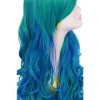 80cm Long Cosplay Wig of Mixed Teal Green and Blue Wavy Sweet Hairpiece
