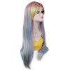 70cm Long Cosplay Wig With Rainbow Mixed Blue Straight Fade Women Hair