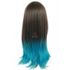 60cm Long Cosplay Wig Mixed Color Blue Straight Fade Women Hair