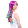 70cm Long Cosplay Wig Rainbow Rock Spring Bouquet Women Hair