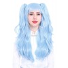 70cm Long Sky Blue Fashion Straight Clip Ponytail Wig
