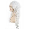 70cm Long White Wave Synthetic High Temp Fiber Cosplay Wigs