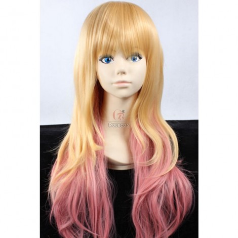 Sheryl Nome Macross Frontier F long 65cm mixed blonde /pink cosplay party wigs