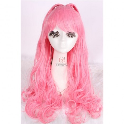 60cm Long Pink Cool Kitten Wave Cosplay Party Wig