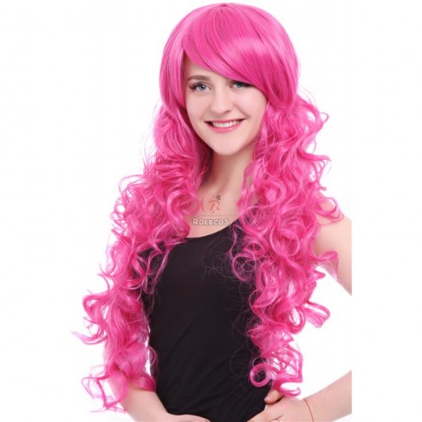 70cm Long Magenta My Little Pony Pinkie Pie Wavy Party Hair Cosplay wigs