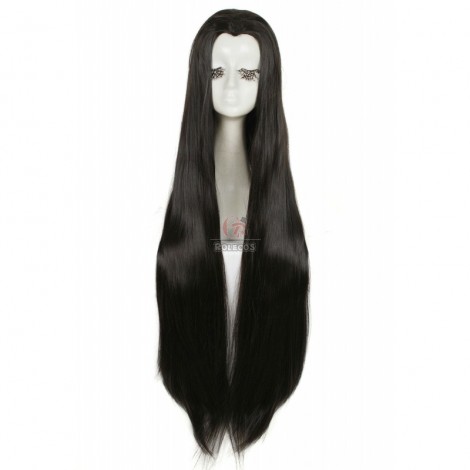 100cmTip Black Straight Widow's Peak Hairpiece Cosplay Wigs