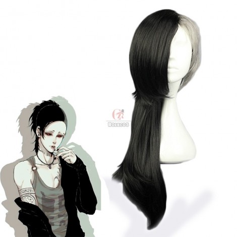 80cm long Tokyo Ghoul Uta Female Black Mixde White Cosplay Wig