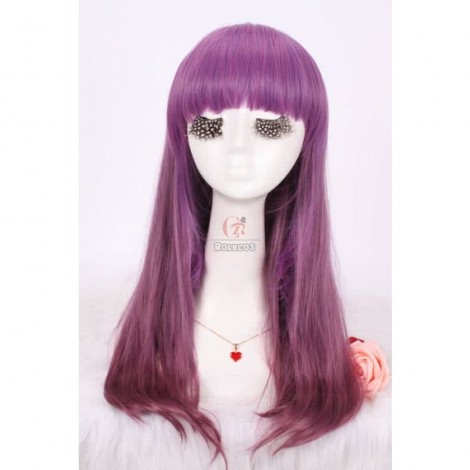 55cm Long Charm Zipper Lolita Mix Purple women fashion Anime Cosplay party hair wig