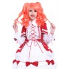 45cm Medium orange red lolita cosplay wig water wave girl curly with ponytails hair