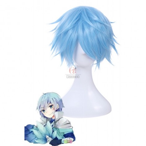 30CM Short Cosplay Wig King of Glory Zhuge Liang Light Blue Anime Party Hair