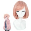 Beyond the Boundary Mirai Kuriyama 30cm Short Cosplay Wig Pink Women Anime Straight Party Full Hair
