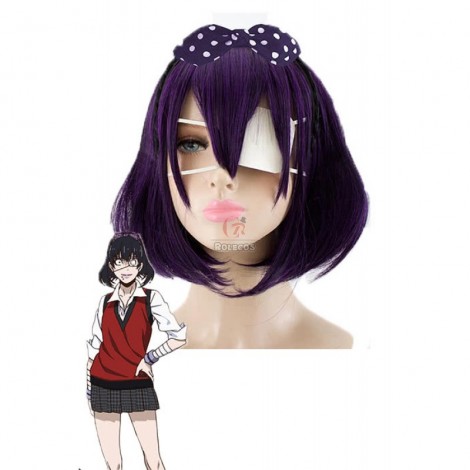 Kakegurui Midari Ikishima Short Purple Mixed Black Anime Cosplay Woman Wigs