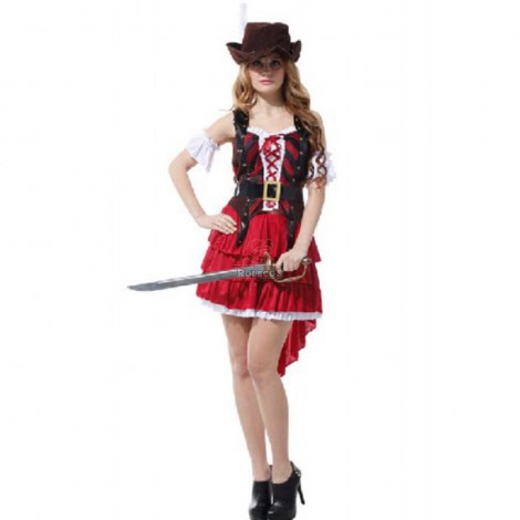 New Arrvial Pirate Of The Caribbean Red Female Lovely Suit