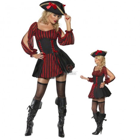 Black Cap Pirate Halloween Costumes For Club Party Fancy Cosplay