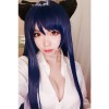 LOL the Nine-Tailed Fox Ahri Long Deep Blue Game Cosplay Woman Wigs