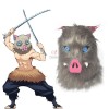 Demon Slayer Hashibira Inosuke Halloween Pig Head Cover Waist Fluff Pants Cosplay Costume