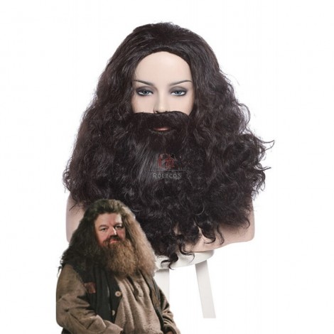 Rubeus Hagrid Long Curly Brown Movie Cosplay Man Wigs