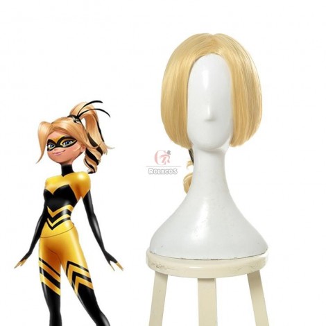 Miraculous Ladybug Queen Bee Ponytail Blonde Curly Cosplay Wigs