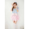 Super Sonico Blue And Pink Stripe Tall Waist Wavy Skirt Cosplay Costume