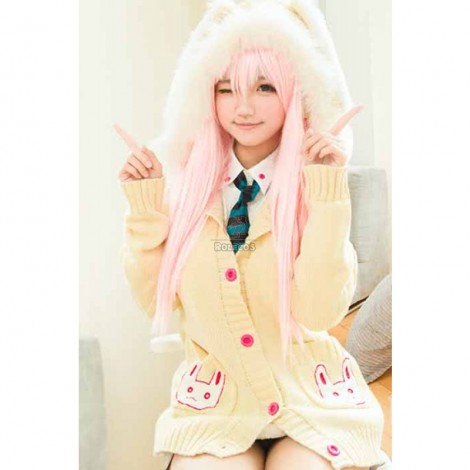 Super Sonico Embroider Lovely Bunny Sweater Cosplay Costume