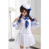 Super Sonico White And Blue Navy Sailor Uniform Cosplay Costume