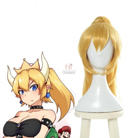 New Super Mario Bros. U Deluxe Bowsette Blonde Ponytail Cosplay Wigs
