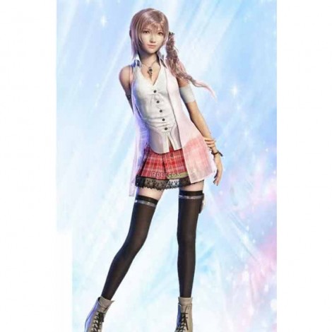 Final Fantasy 13 Sarah Red Plaid Skirt Suit Cosplay Costumes