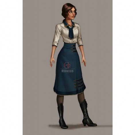 BioShock Infinite White Shirt Blue Skirt Suit Cosplay Costume
