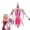 Game OW Pink Angel Battle Suit Cosplay Costume