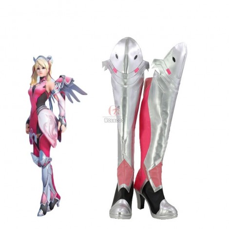 Game OW Pink Angel Cosplay Shoes